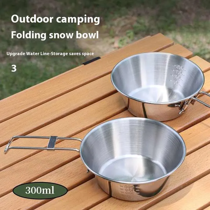 أواني طبخ خارجية محمولة من الفولاذ المقاوم . Portable Stainless Steel Outdoor Cookware, Foldable