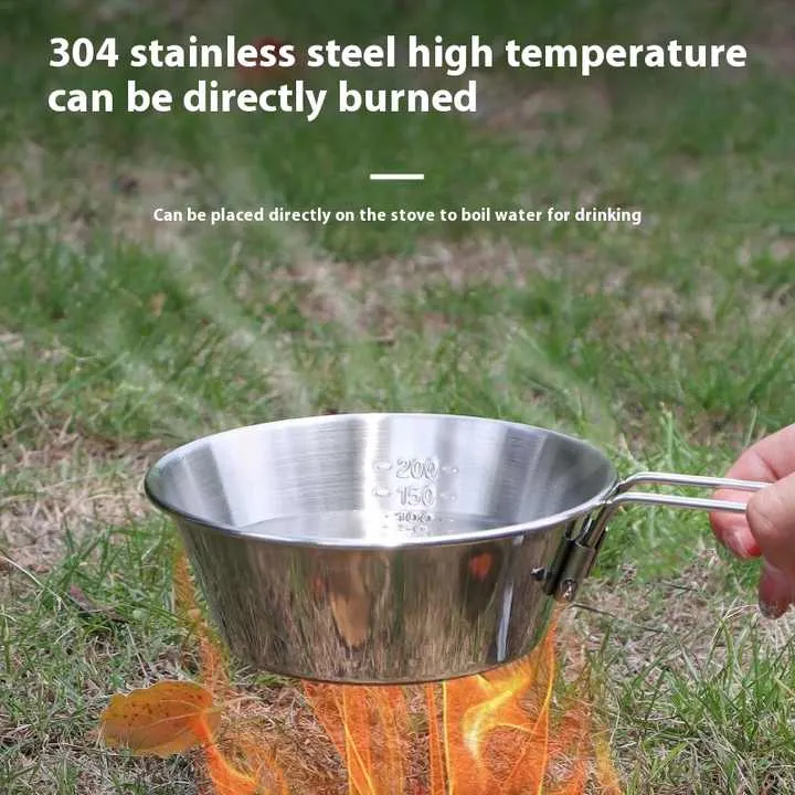 أواني طبخ خارجية محمولة من الفولاذ المقاوم . Portable Stainless Steel Outdoor Cookware, Foldable
