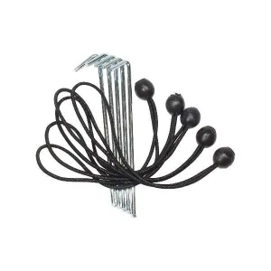 10 Pack - Camping Bungee Cord And Peg Pack