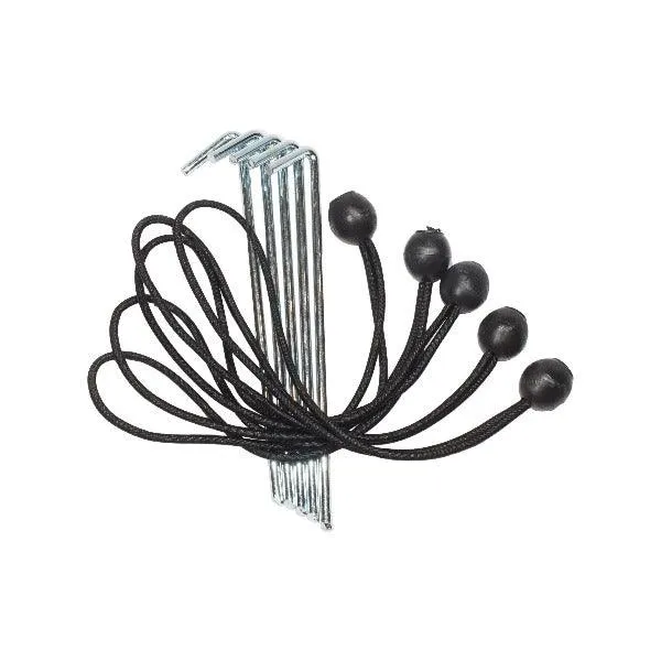 10 Pack - Camping Bungee Cord And Peg Pack