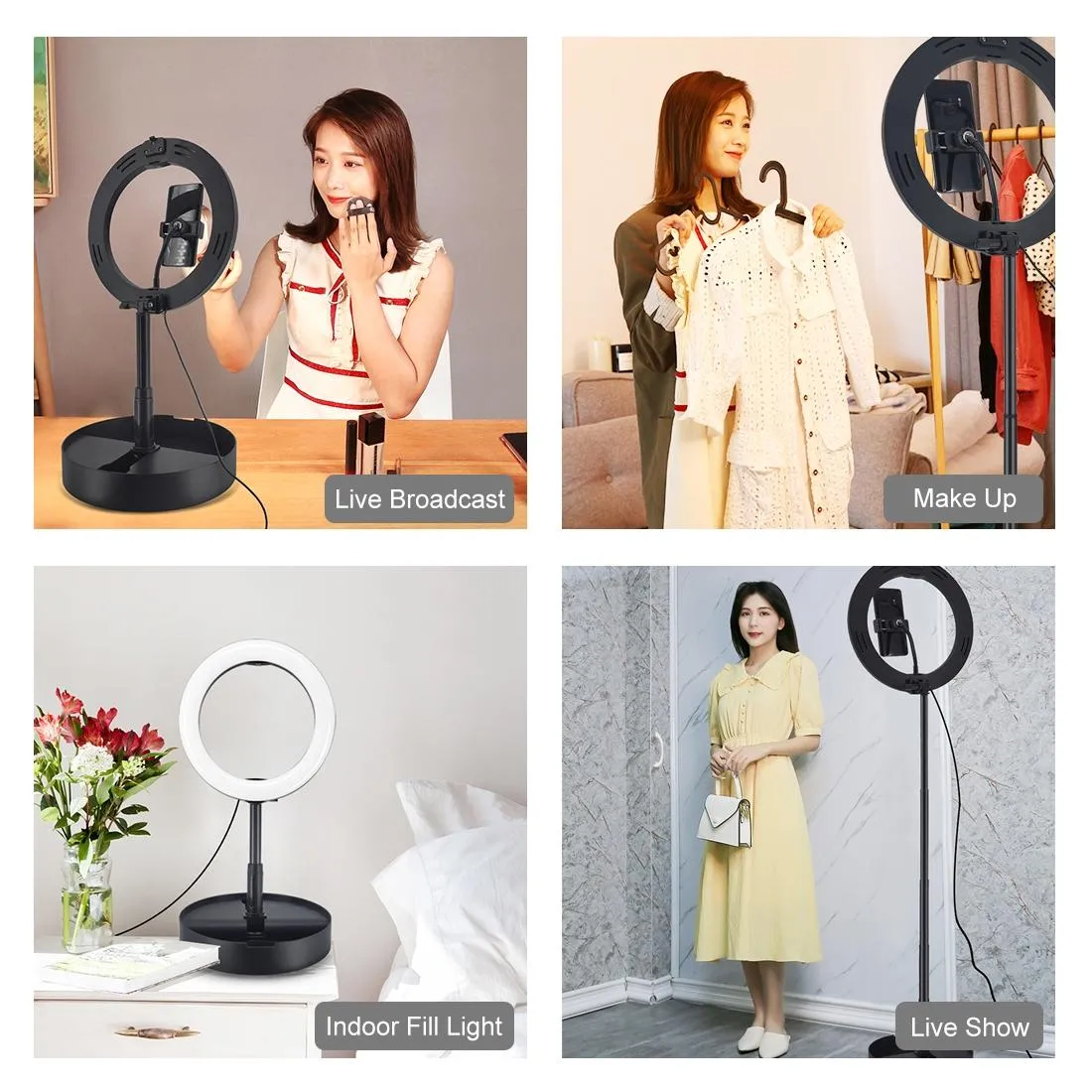 10.2 Dual-colour Led Ring Light with Usb Bluetooth Remote and Phone Holder