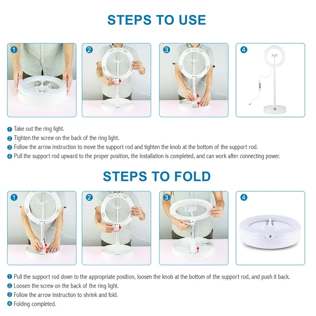 10.2 Dual-colour Led Ring Light with Usb Bluetooth Remote and Phone Holder