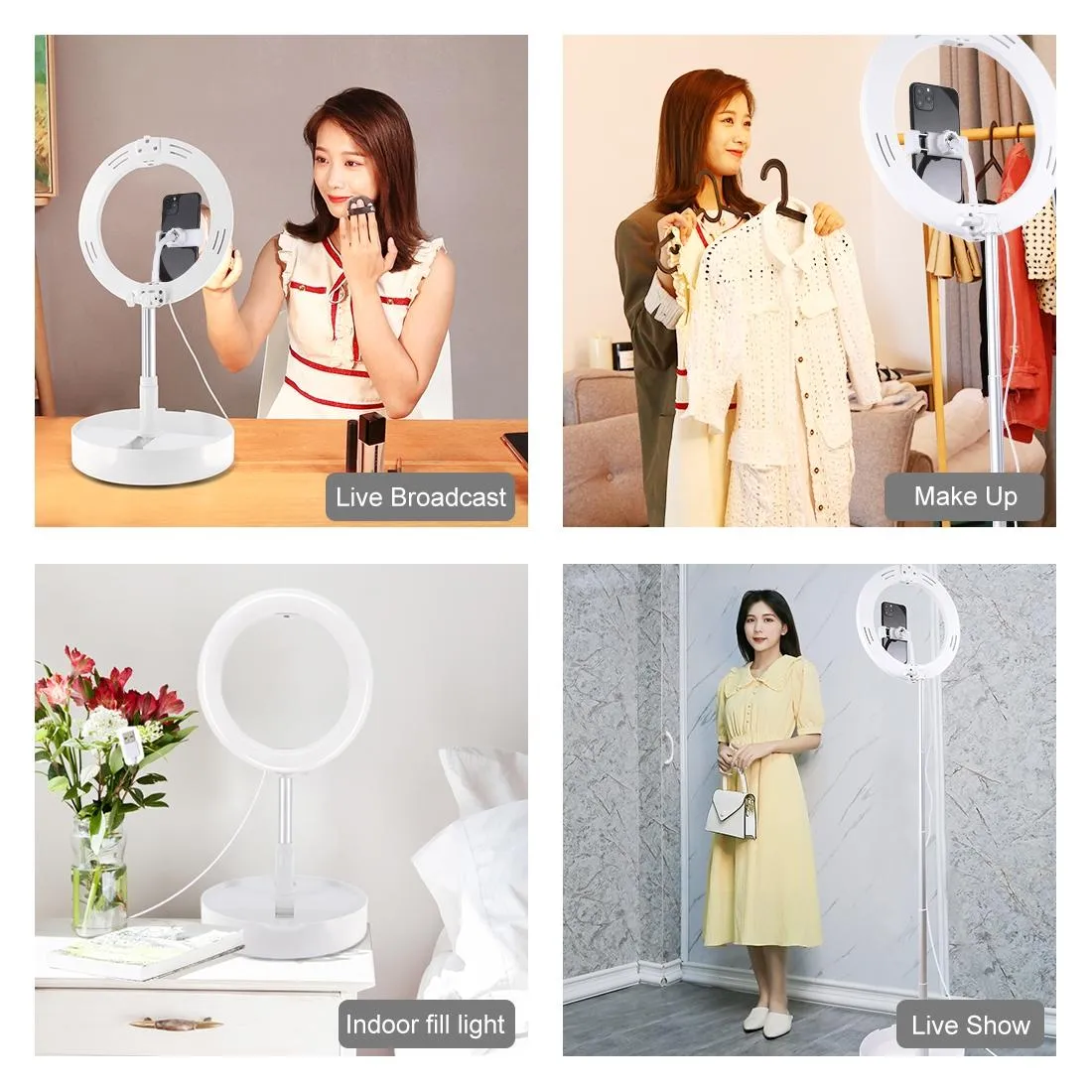 10.2 Dual-colour Led Ring Light with Usb Bluetooth Remote and Phone Holder