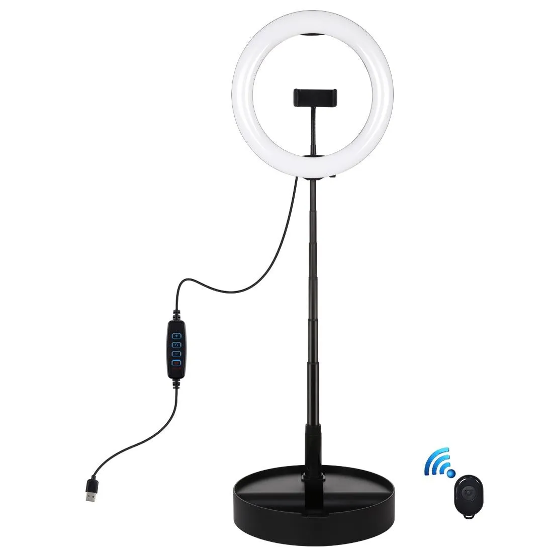 10.2 Dual-colour Led Ring Light with Usb Bluetooth Remote and Phone Holder