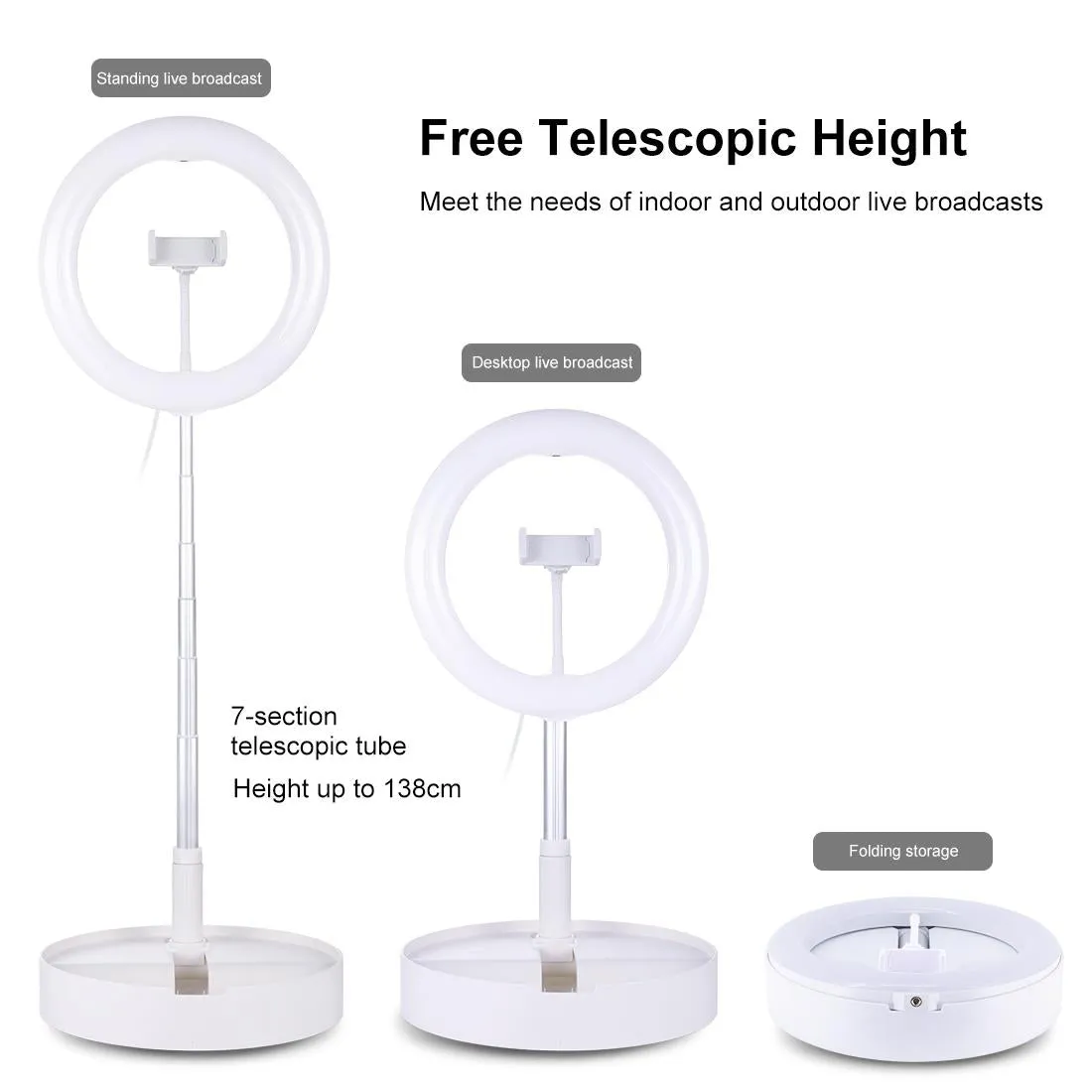 10.2 Dual-colour Led Ring Light with Usb Bluetooth Remote and Phone Holder