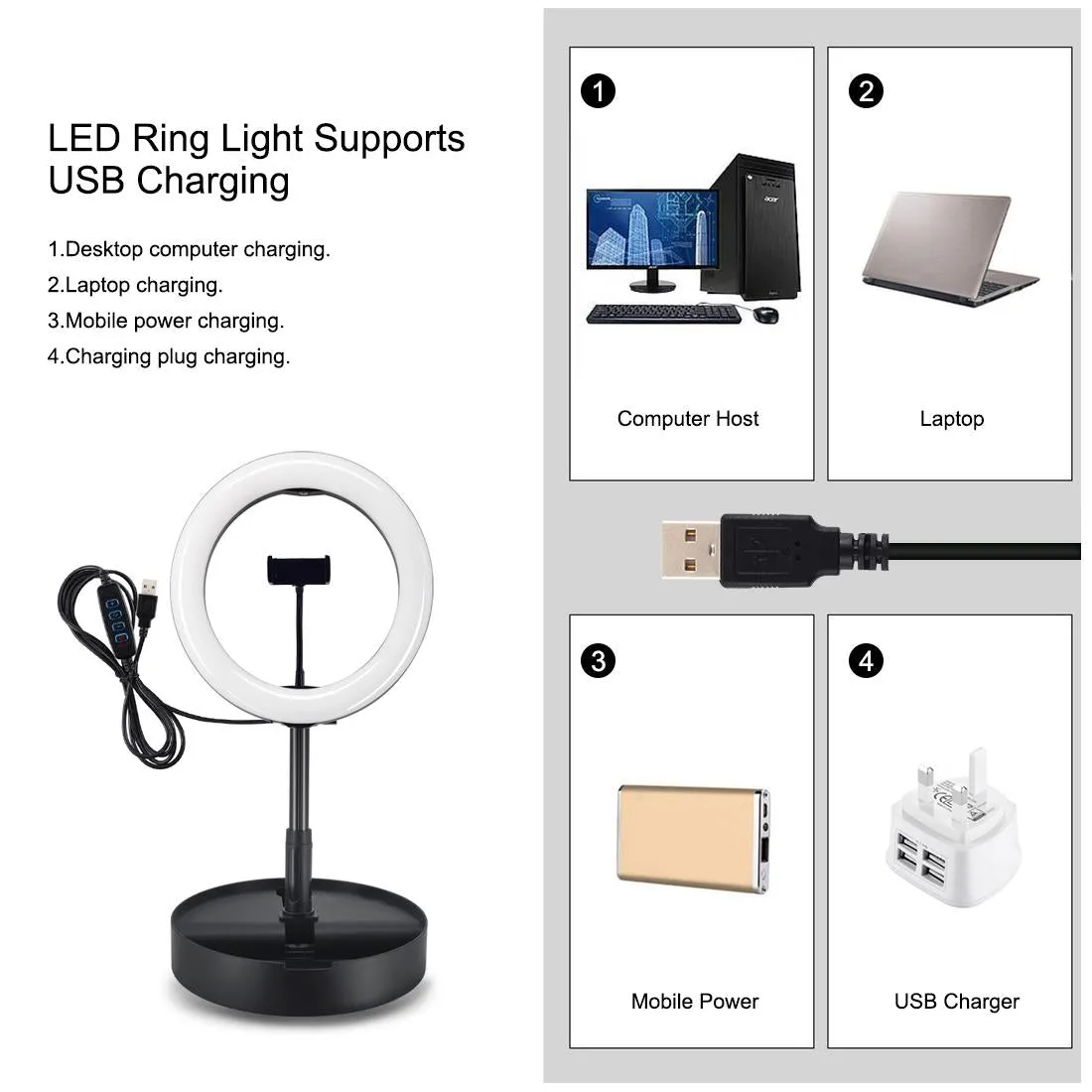 10.2 Dual-colour Led Ring Light with Usb Bluetooth Remote and Phone Holder