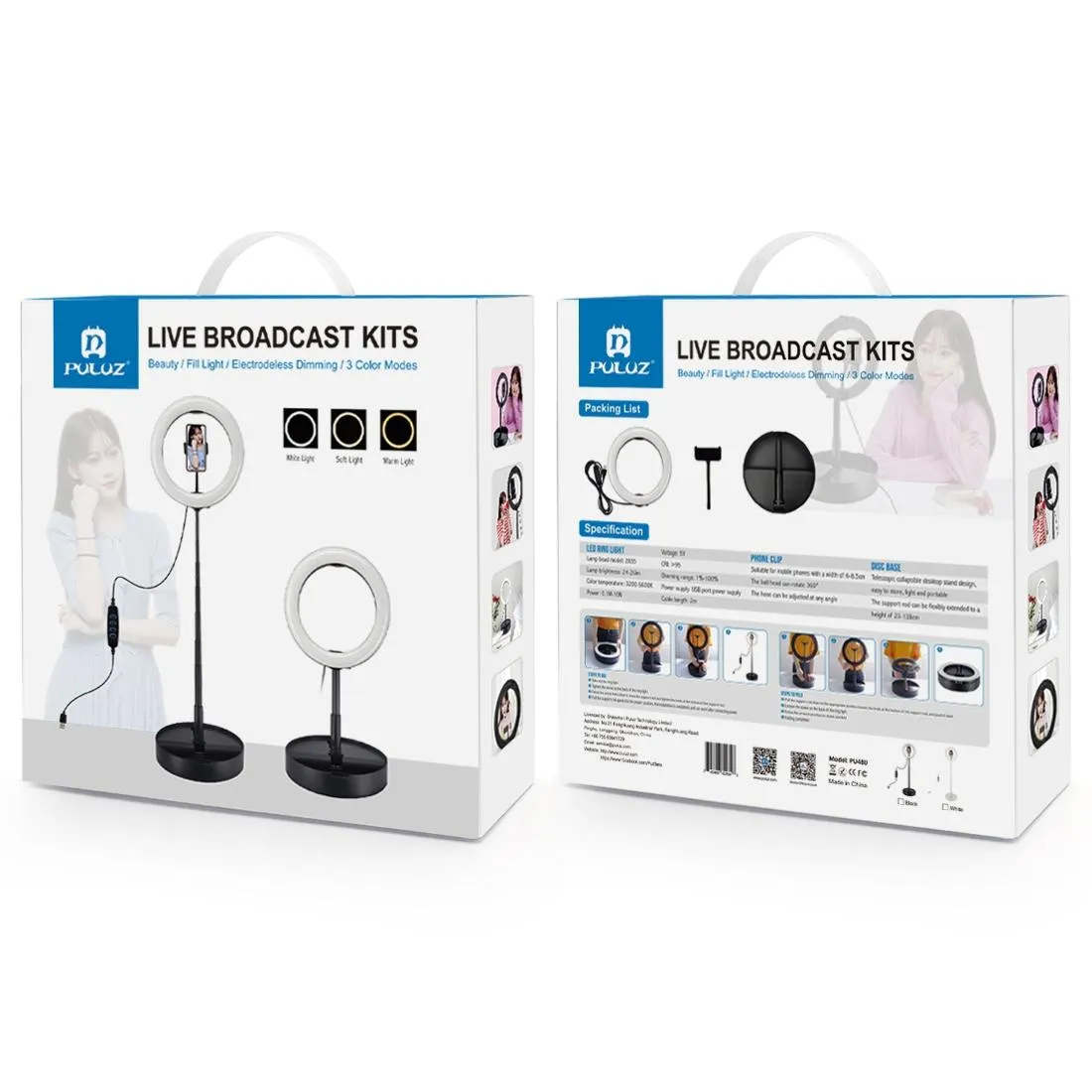 10.2 Dual-colour Led Ring Light with Usb Bluetooth Remote and Phone Holder