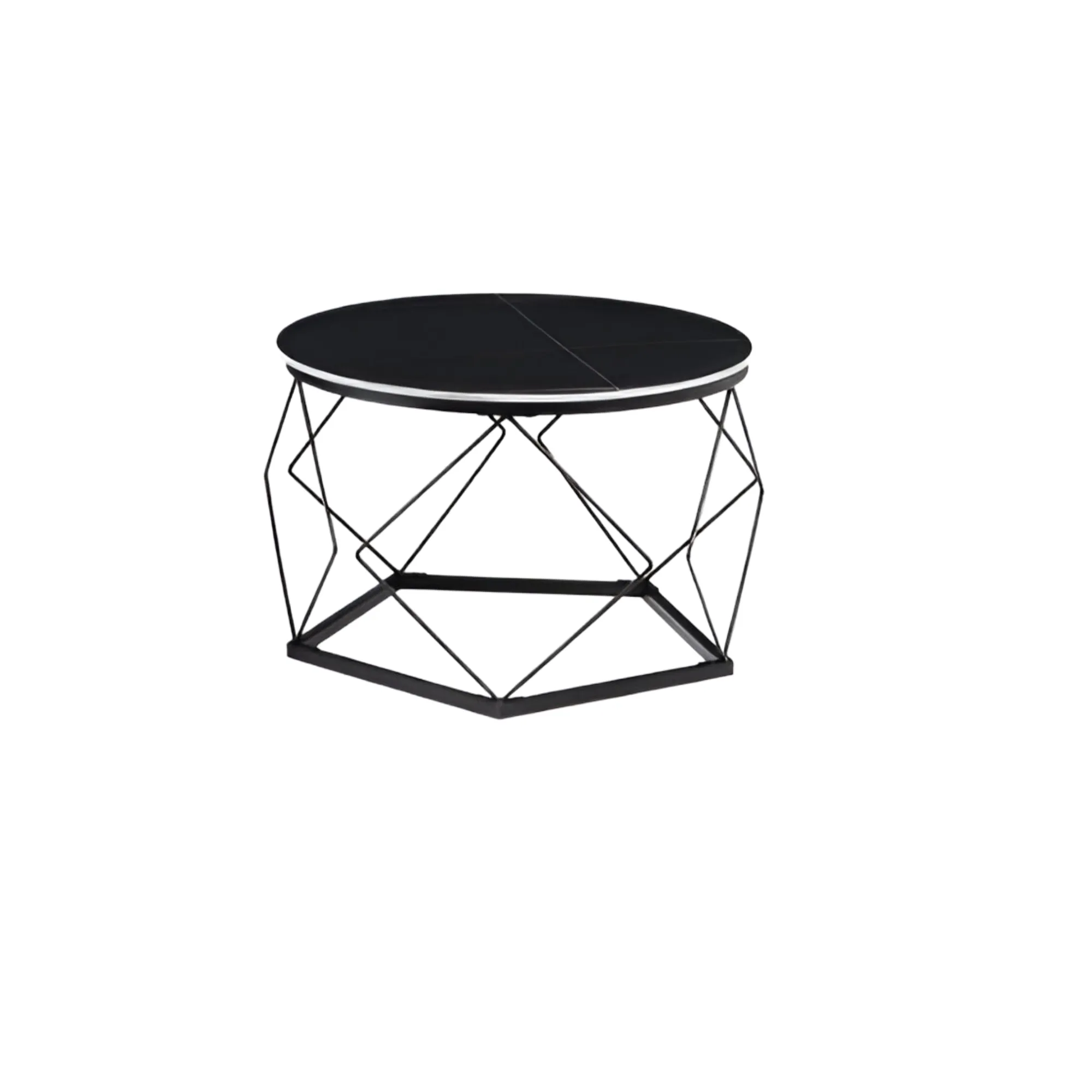 2Pcs Of Living Room Round Side Coffee Tables With A Nest Frame CT-31-5 Black