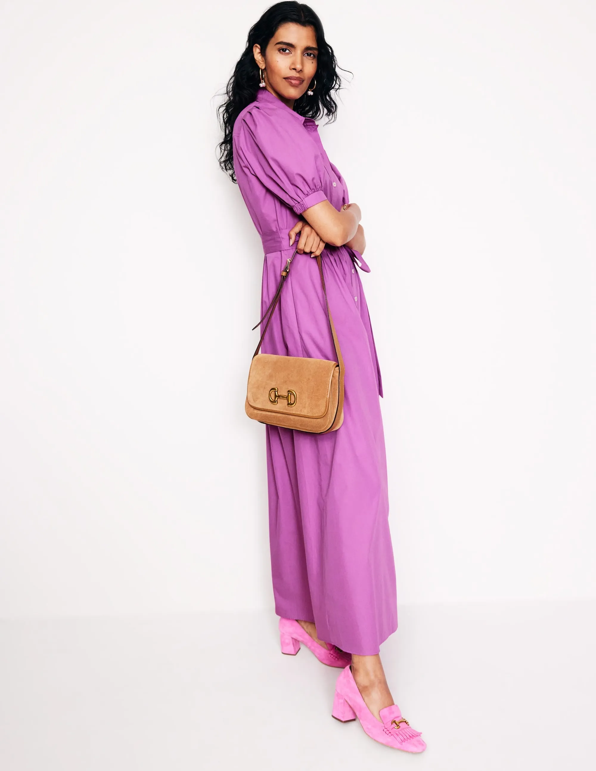 Alexa Maxi Shirt Dress-Foxglove