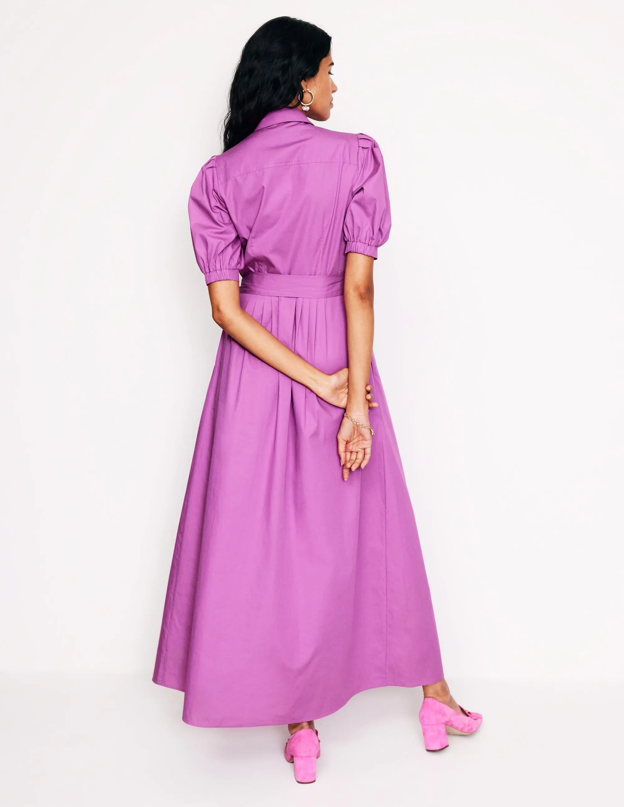 Alexa Maxi Shirt Dress-Foxglove
