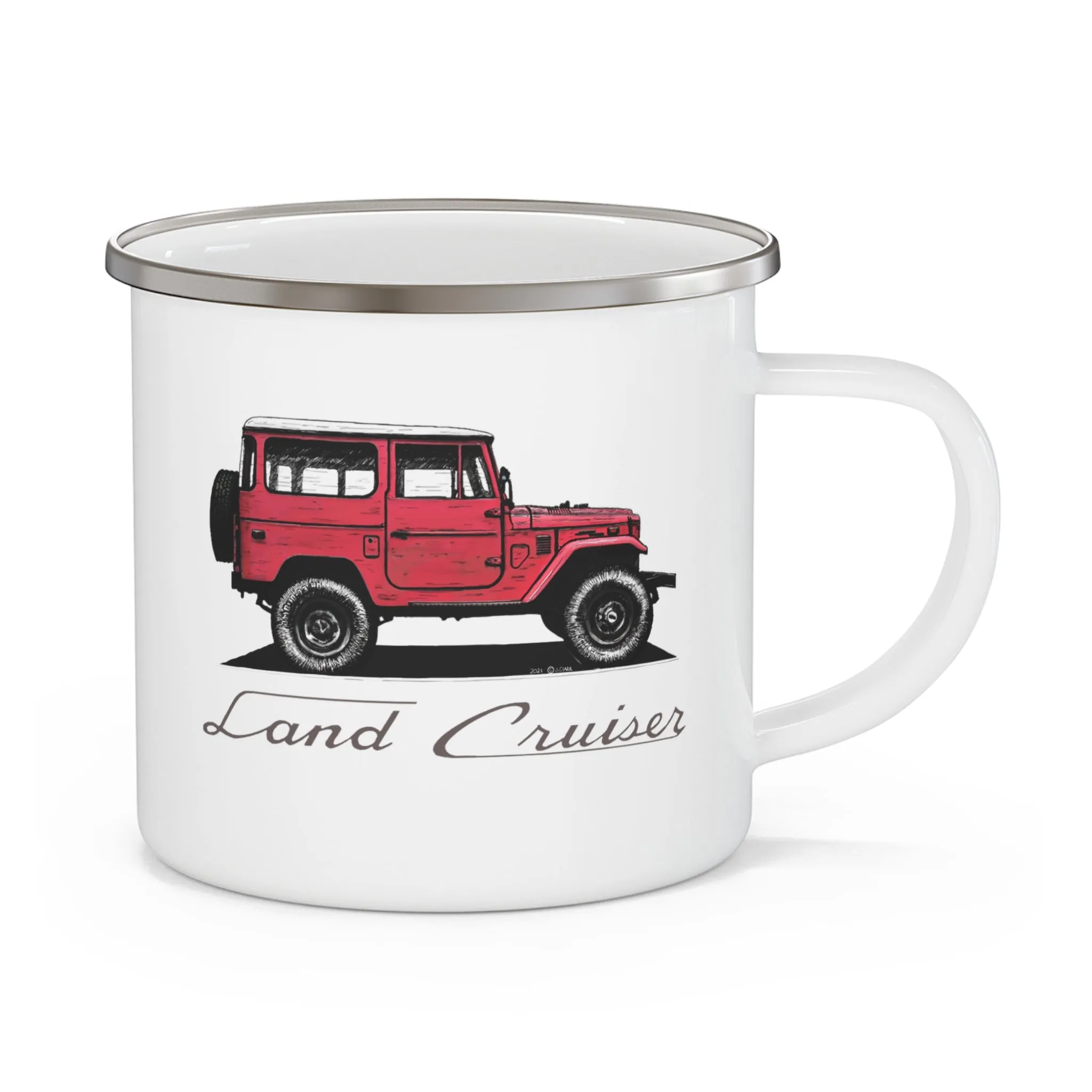FJ40 Land Cruiser Enamel Camping Mug Coffee Cup - Reefmonkey Artist Jesse Clark