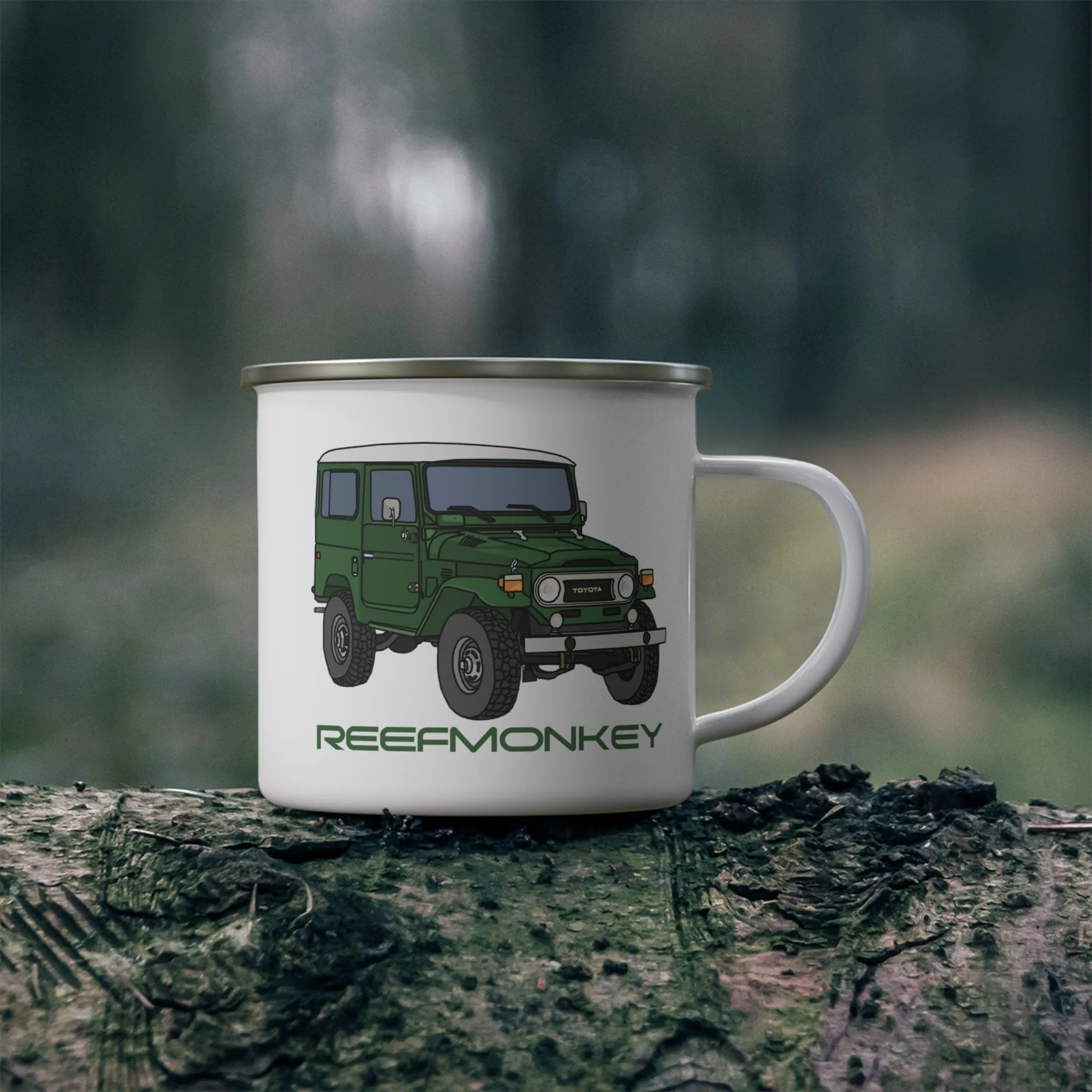 FJ40 Toyota Land Cruiser Enamel Camping Mug - Reefmonkey Artist Chris Marshall