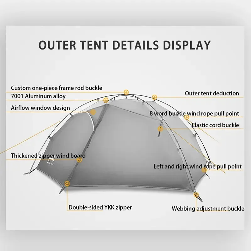 FLAME'S CREED TAIJI 2 15D Nylon Camping Ultralight Tent Outdoor 2 Persons 3/4 Season  Double Layer Camping  Hiking Tents