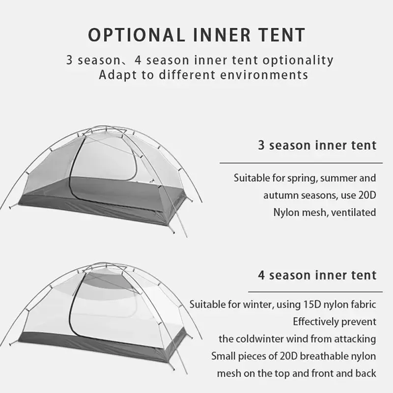 FLAME'S CREED TAIJI 2 15D Nylon Camping Ultralight Tent Outdoor 2 Persons 3/4 Season  Double Layer Camping  Hiking Tents