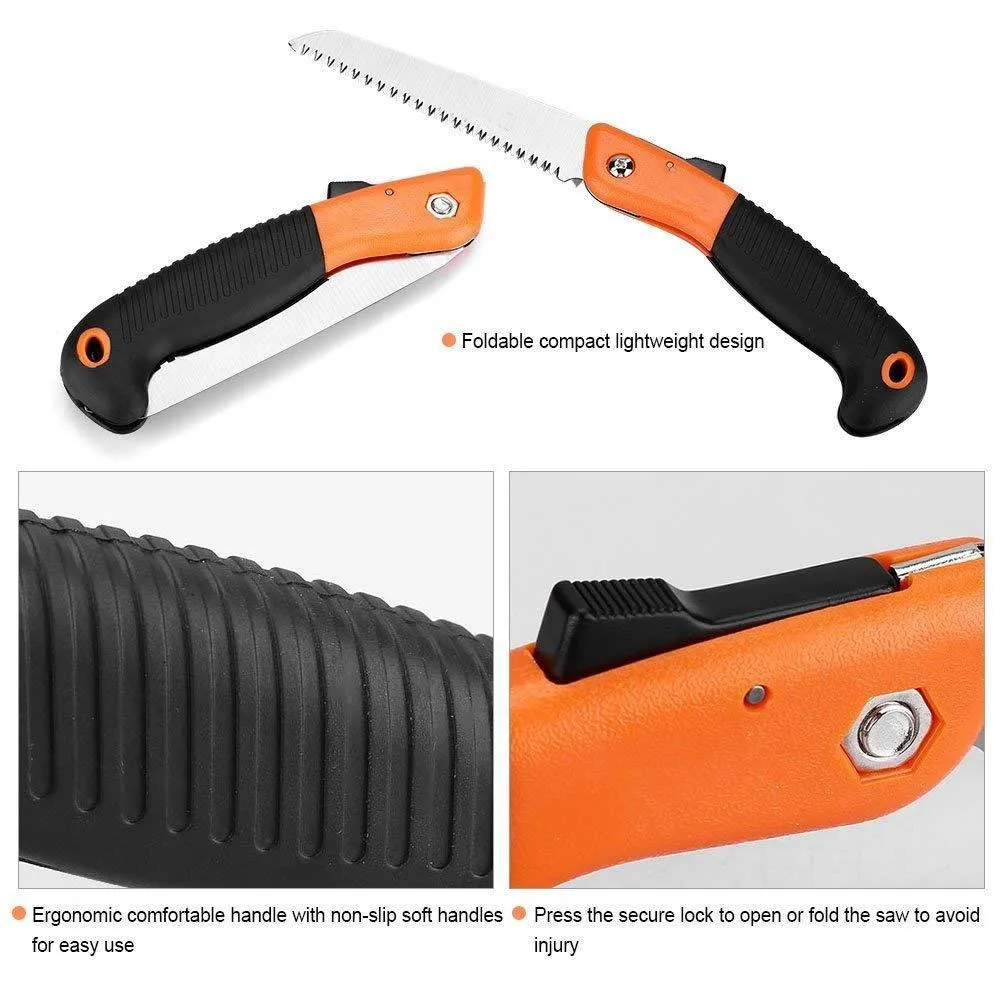 Folding Saw(180 mm) for Trimming, Pruning, Camping. Shrubs and Wood