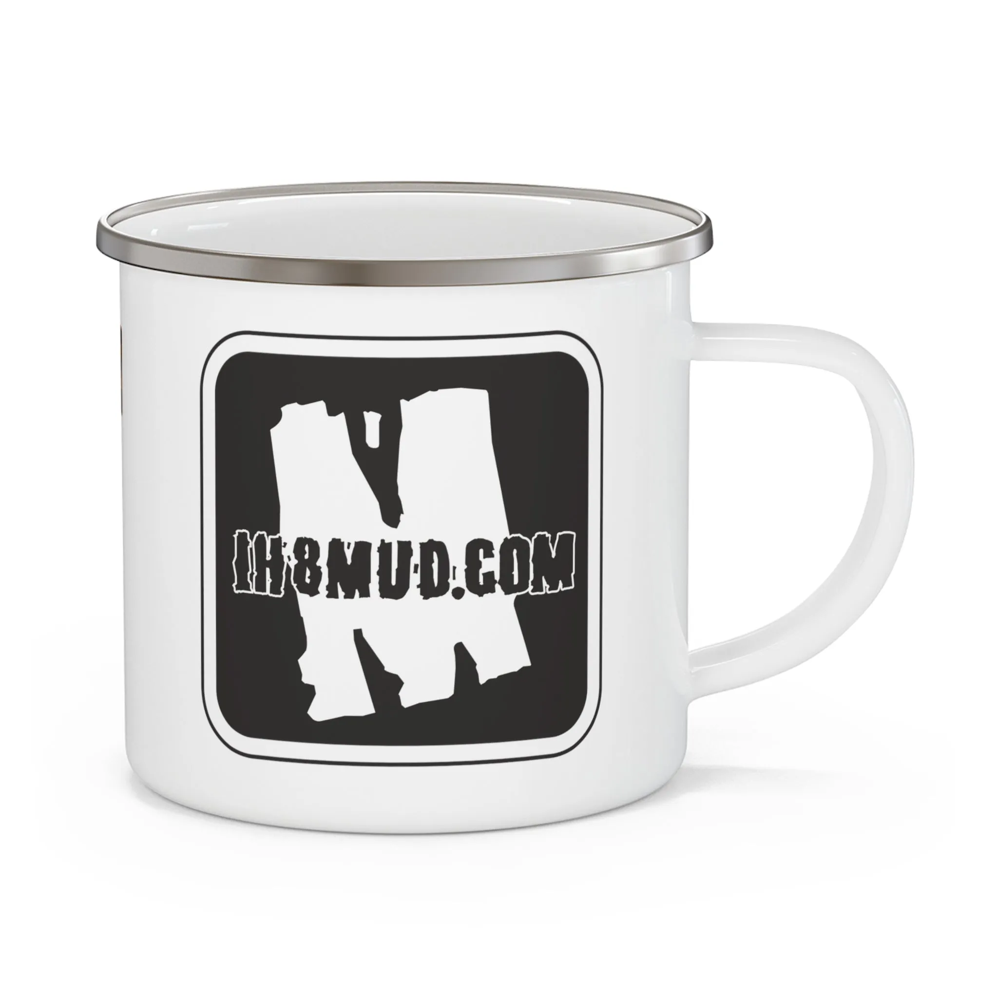 IH8MUD Logo Black White Enamel Camping Mug - Reefmonkey