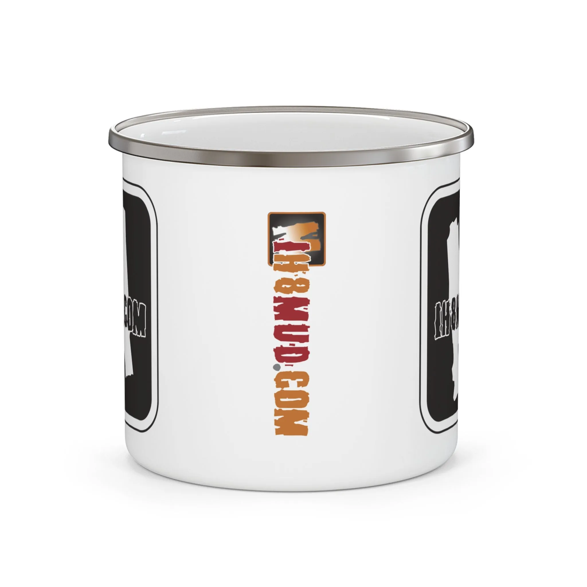 IH8MUD Logo Black White Enamel Camping Mug - Reefmonkey