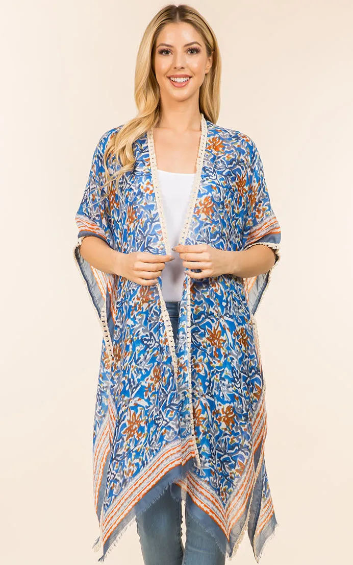 KP4007 Floral Print Kimono Cover Up