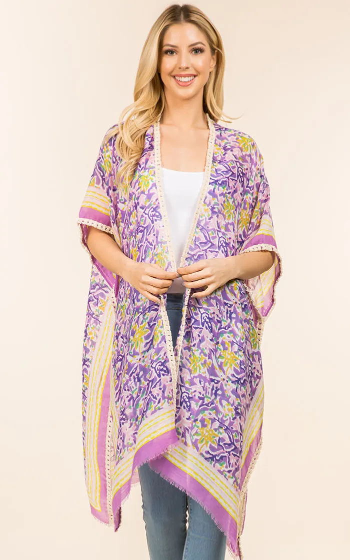 KP4007 Floral Print Kimono Cover Up