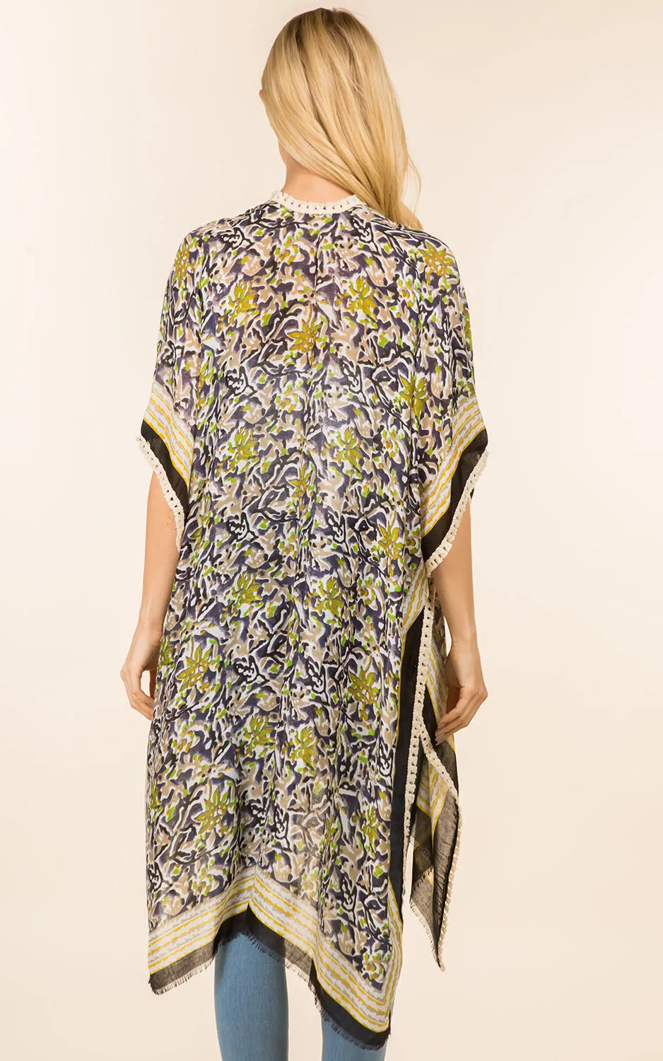 KP4007 Floral Print Kimono Cover Up