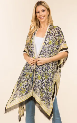 KP4007 Floral Print Kimono Cover Up