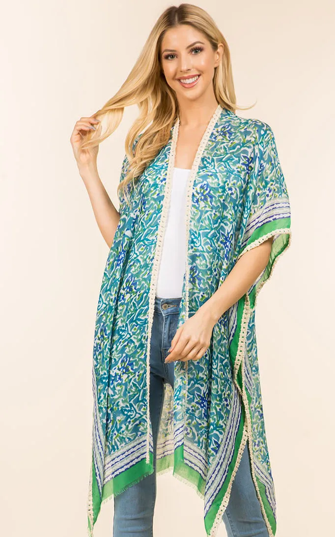KP4007 Floral Print Kimono Cover Up