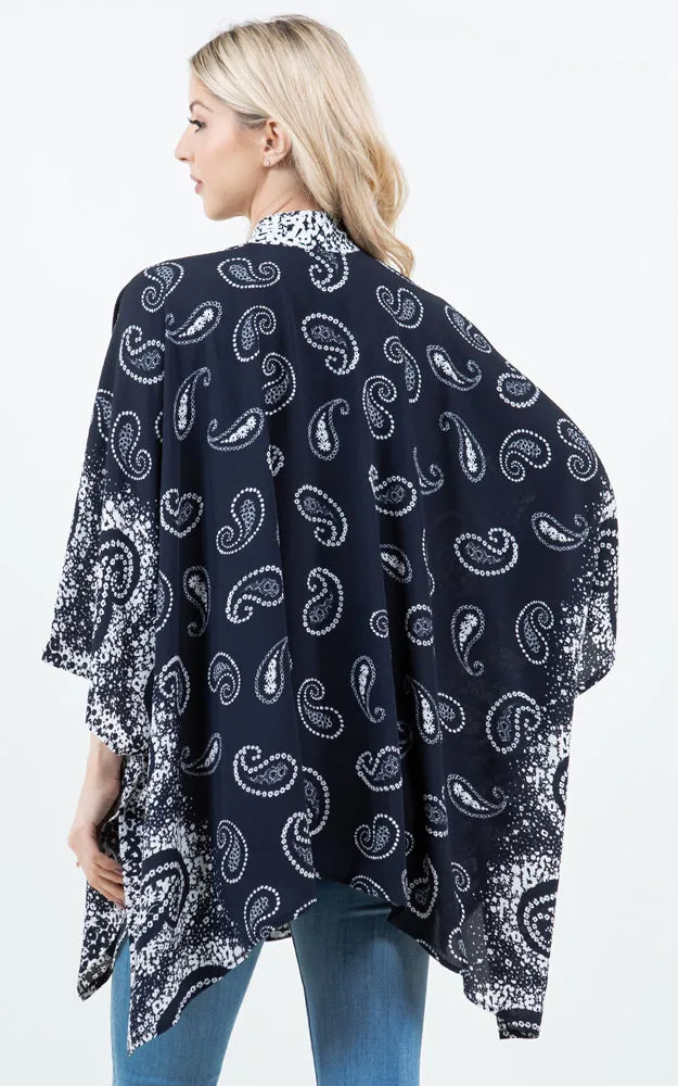 KP4323 Kimono Cover Up with Strings