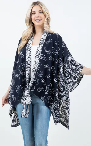 KP4323 Kimono Cover Up with Strings