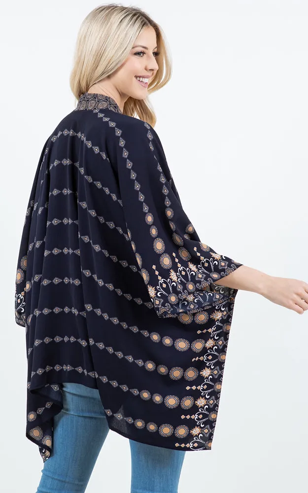 KP4324 Kimono Cover Up with Strings