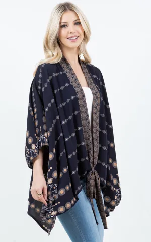 KP4324 Kimono Cover Up with Strings