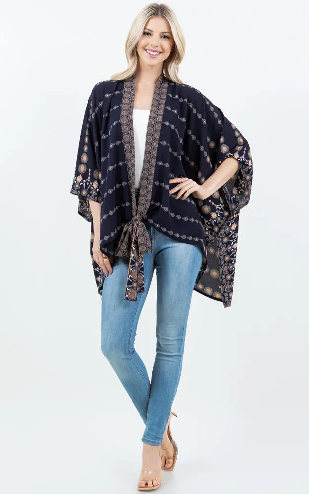 KP4324 Kimono Cover Up with Strings
