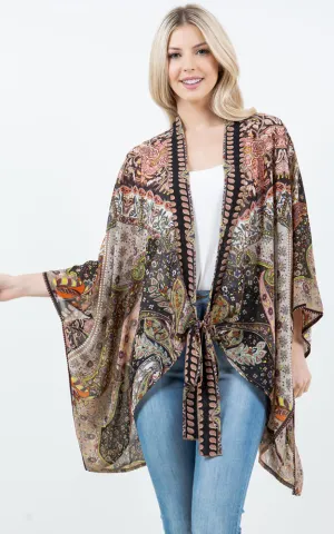 KP4404 Kimono Cover Up with Strings