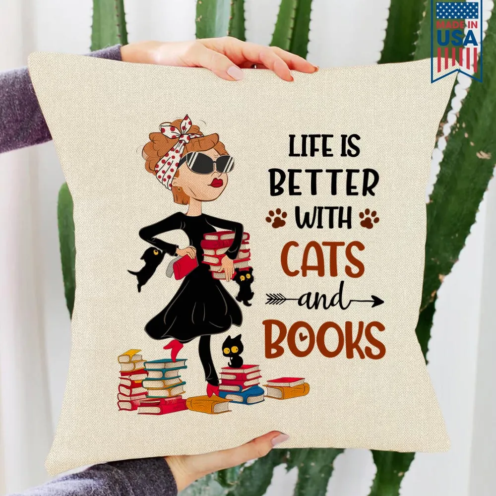 Life Is Better With Cats And Books Book Lovers Gift PIL475