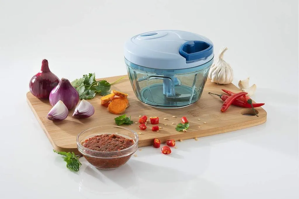 Manual Stainless Steel Blades Compact Hand Held Vegetable Chopper / Slicer (Brown Package Box)