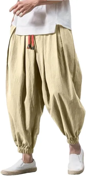 Men's Loose Harem Pants Four Season Cotton Streetwear Cross Oversize Trousers