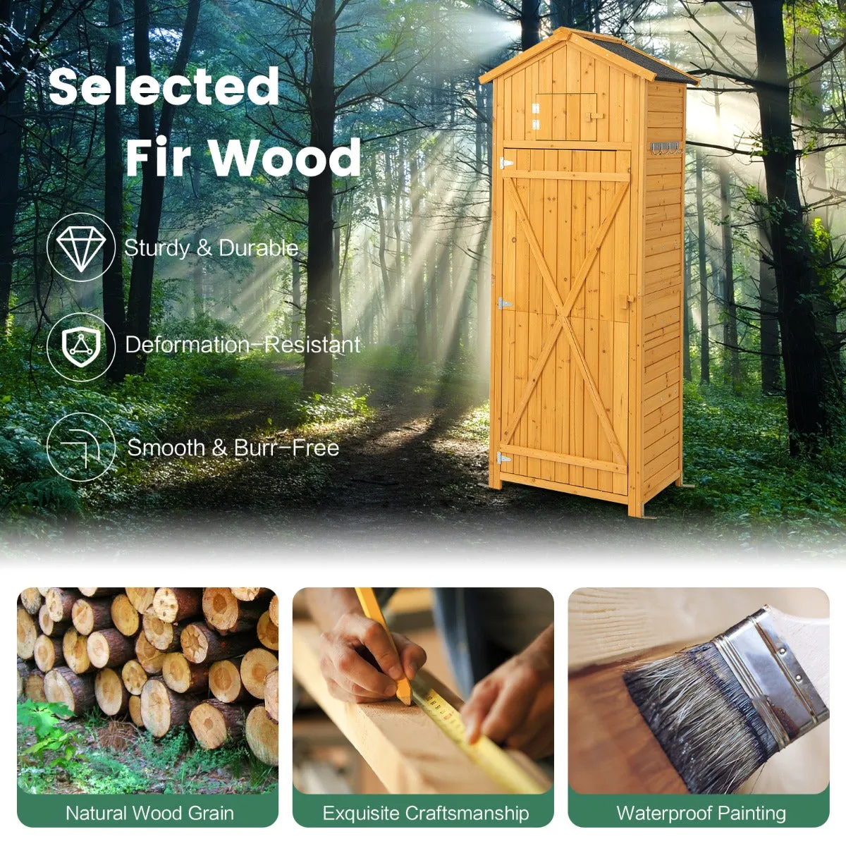 NNECW Outdoor Storage Cabinet with Lockable Doors for Garden