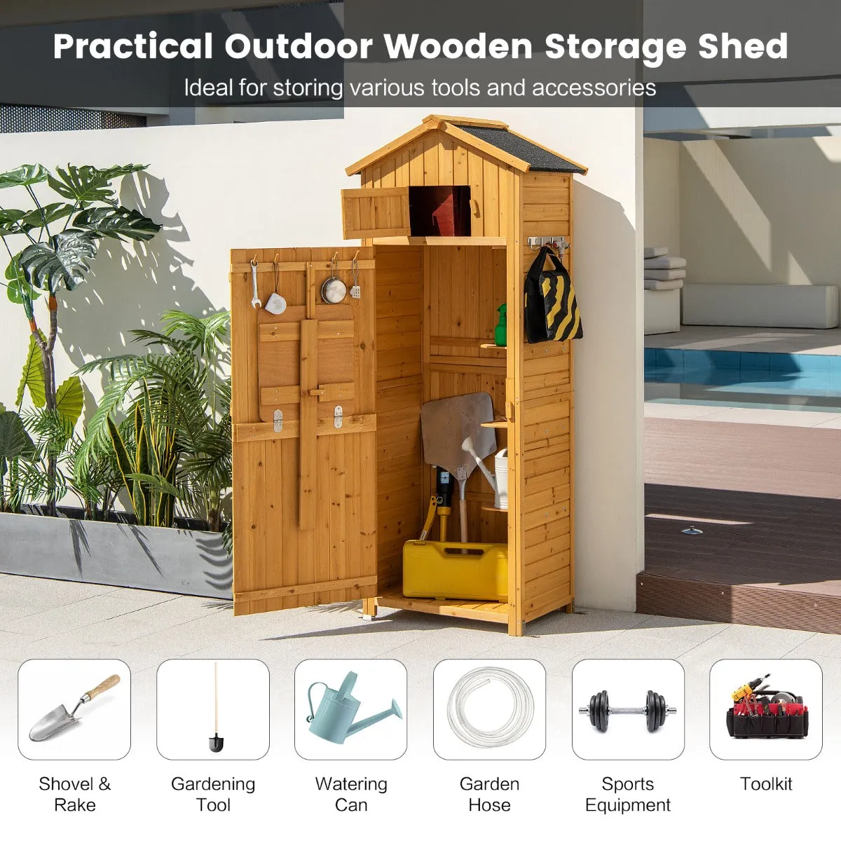 NNECW Outdoor Storage Cabinet with Lockable Doors for Garden