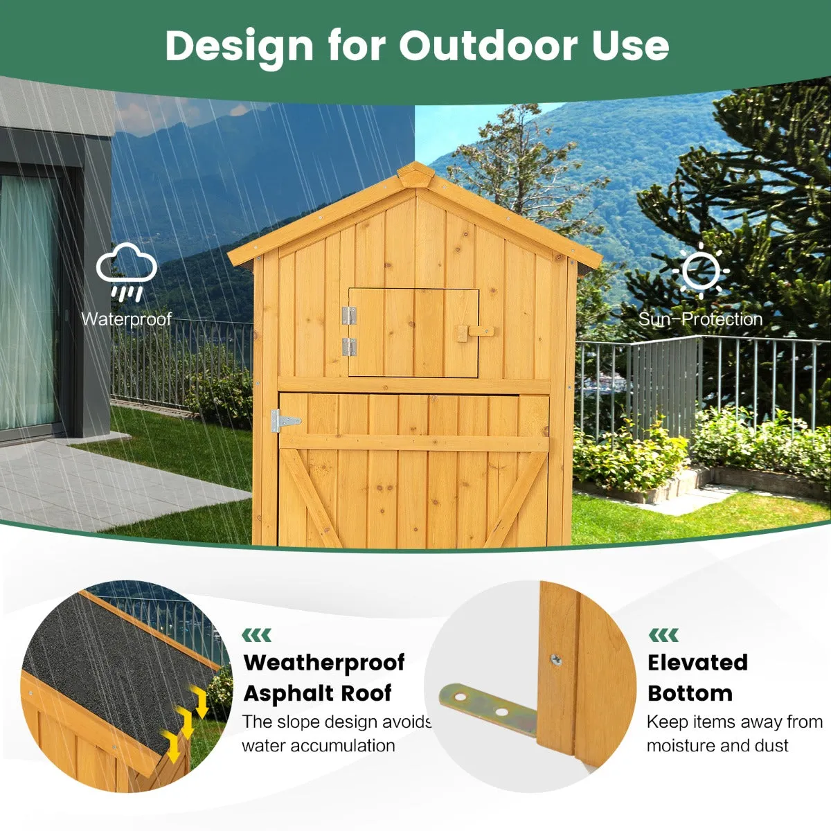 NNECW Outdoor Storage Cabinet with Lockable Doors for Garden