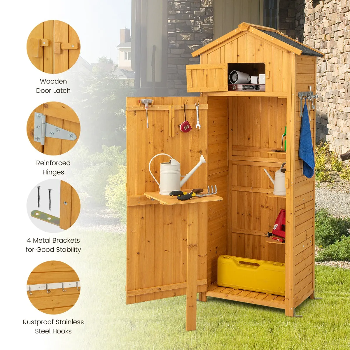 NNECW Outdoor Storage Cabinet with Lockable Doors for Garden
