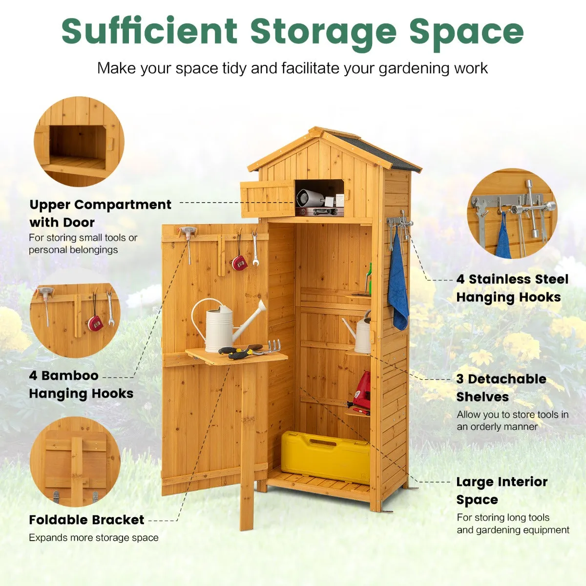 NNECW Outdoor Storage Cabinet with Lockable Doors for Garden