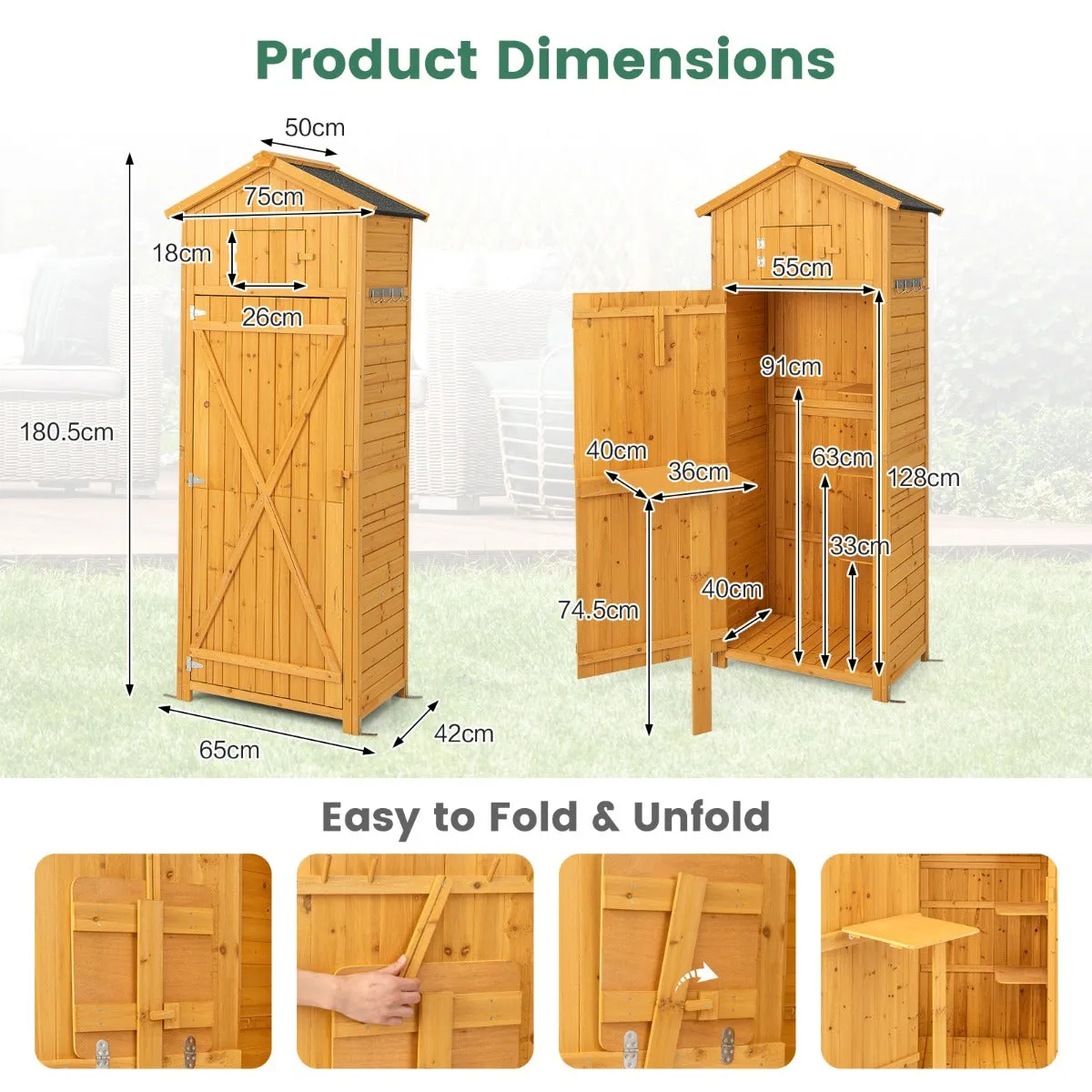 NNECW Outdoor Storage Cabinet with Lockable Doors for Garden