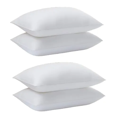 Perfect Sleeper 20x26 Inch Set of 4 Pillows, Soft Density for Stomach and Back Sleepers, Standard, Pack of 4, White, 51 x 66 cm - Plain White