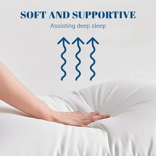 Perfect Sleeper 20x26 Inch Set of 4 Pillows, Soft Density for Stomach and Back Sleepers, Standard, Pack of 4, White, 51 x 66 cm - Plain White