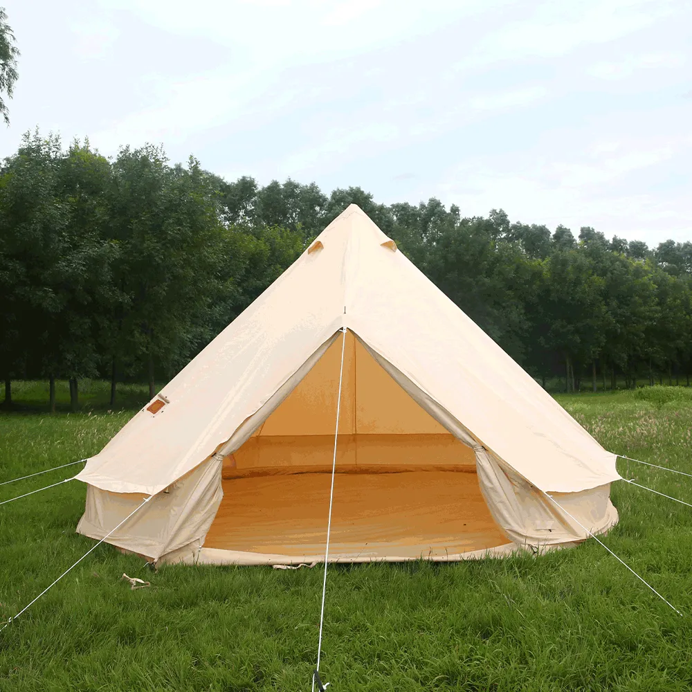 premium 4 Seasons 7M Waterproof Cotton Canvas Bell Tent with Chimney Hole Yurts for Camping Wedding