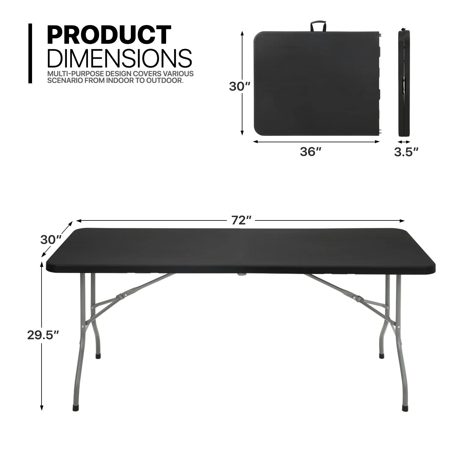 Rectangular 72" Foldable Table