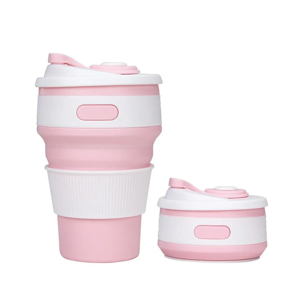 Silicone Portable Straw Water Cup Coffee Cup Folding Cup