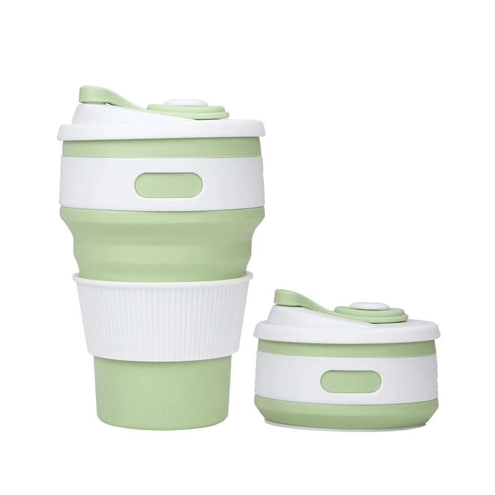 Silicone Portable Straw Water Cup Coffee Cup Folding Cup