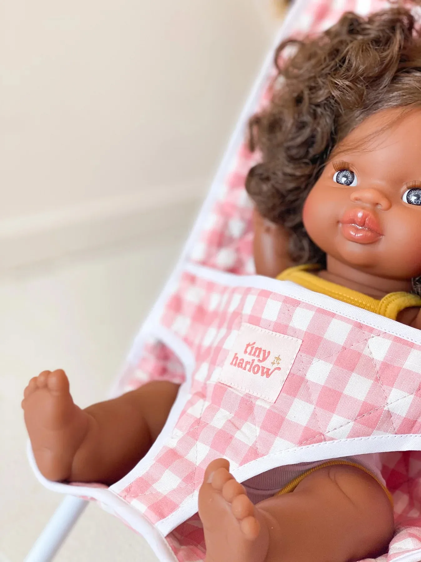 Tiny Harlow - Folding Dolls Stroller - Pink Gingham