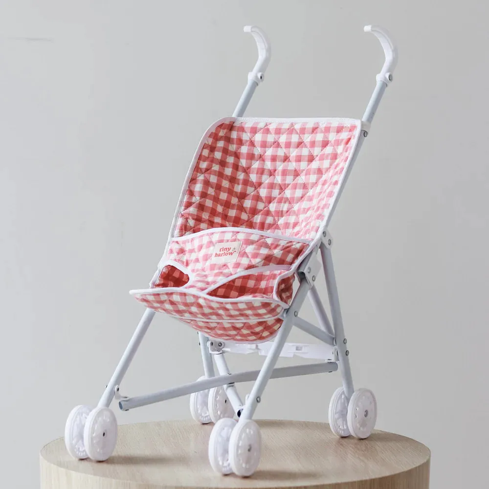 Tiny Harlow - Folding Dolls Stroller - Pink Gingham