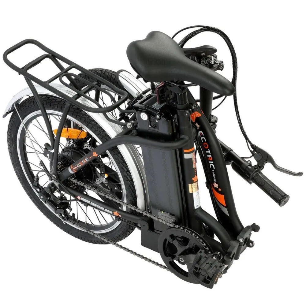 UL Certified-Ecotric Starfish 20inch portable and folding electric bike - Matt Black